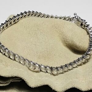 925 Silver DQCZ Korea Slanted Cut Tennis Bracelet